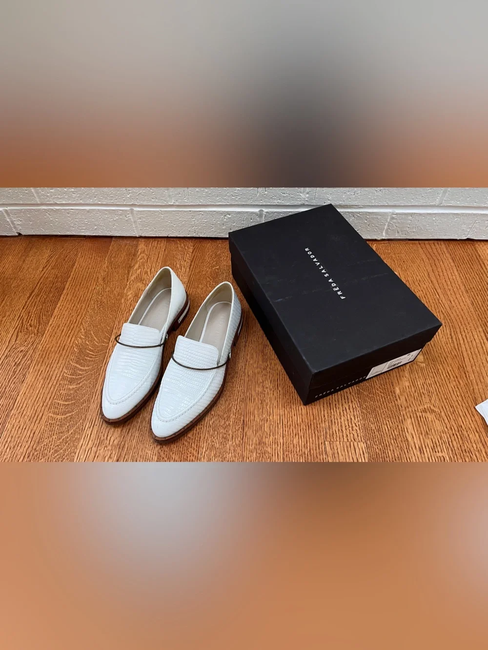 Freda Salvador White reptile-embossed loafers, 6 - Picture 2 of 12